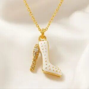 Gold & White High Heel Stiletto Pendant Necklace – Fashion Charm Jewelry Women